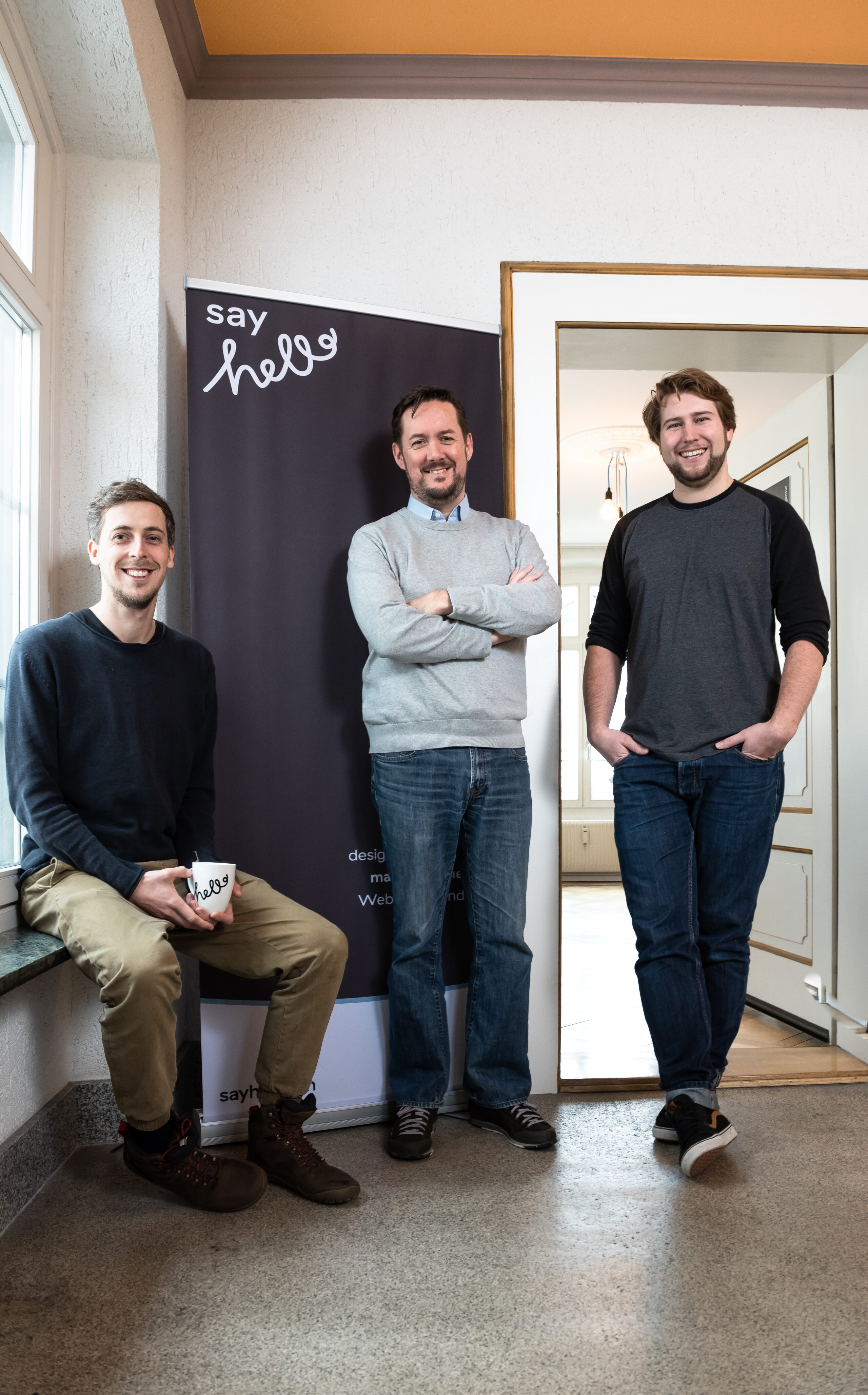 Joel Stüdle, Mark Howells-Mead und Nico Martin von WordPress-Agentur Say Hello