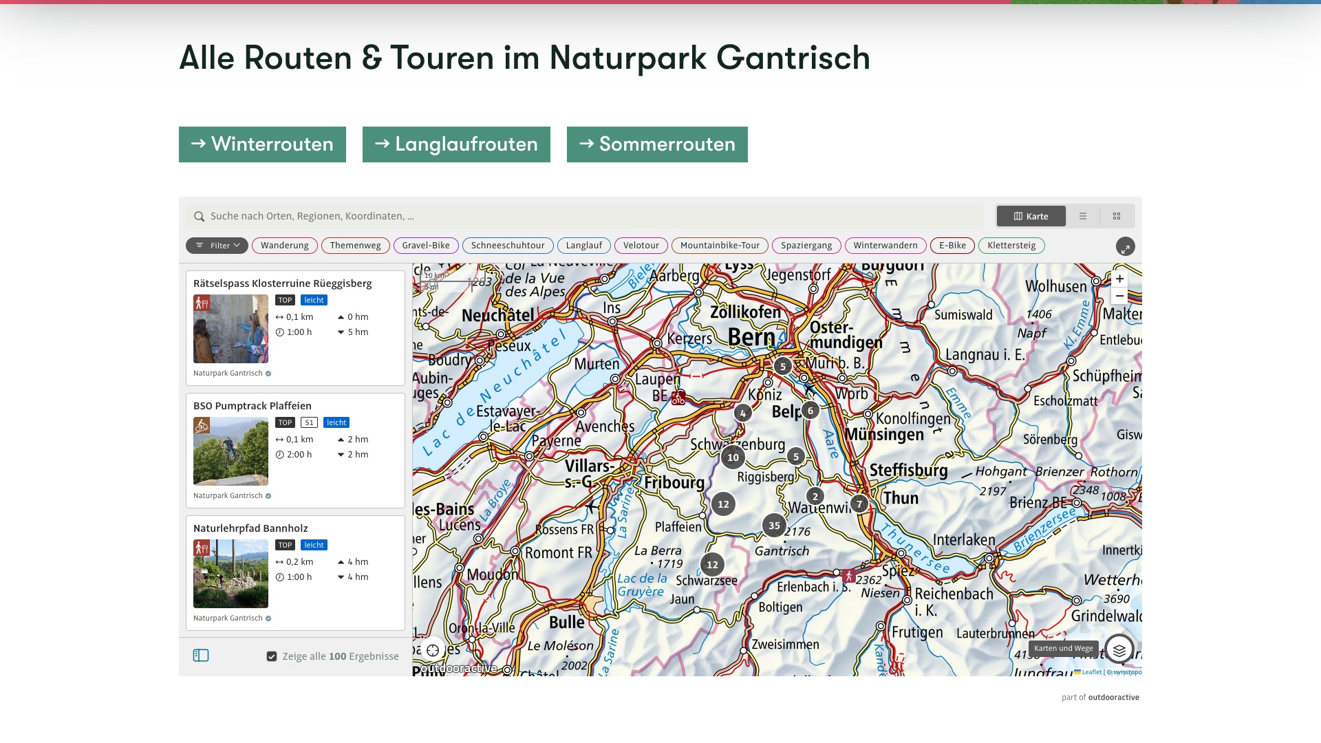 Interactive embedded map from Outdooractive