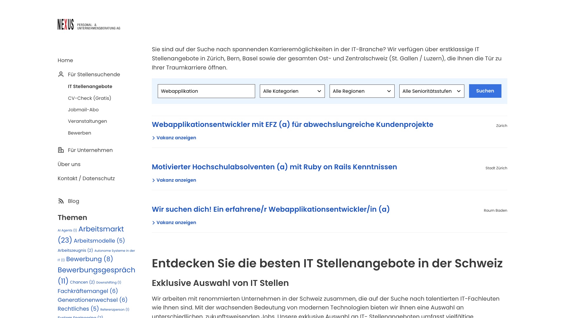 Screenshot of a job view for Nexus