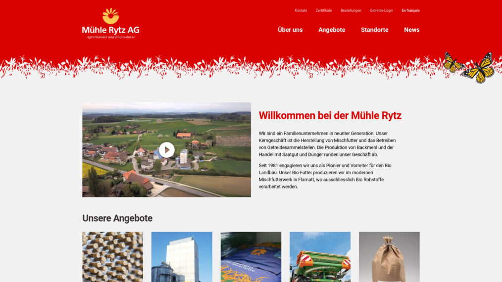 Screenshot of the website for Muhle Rytz