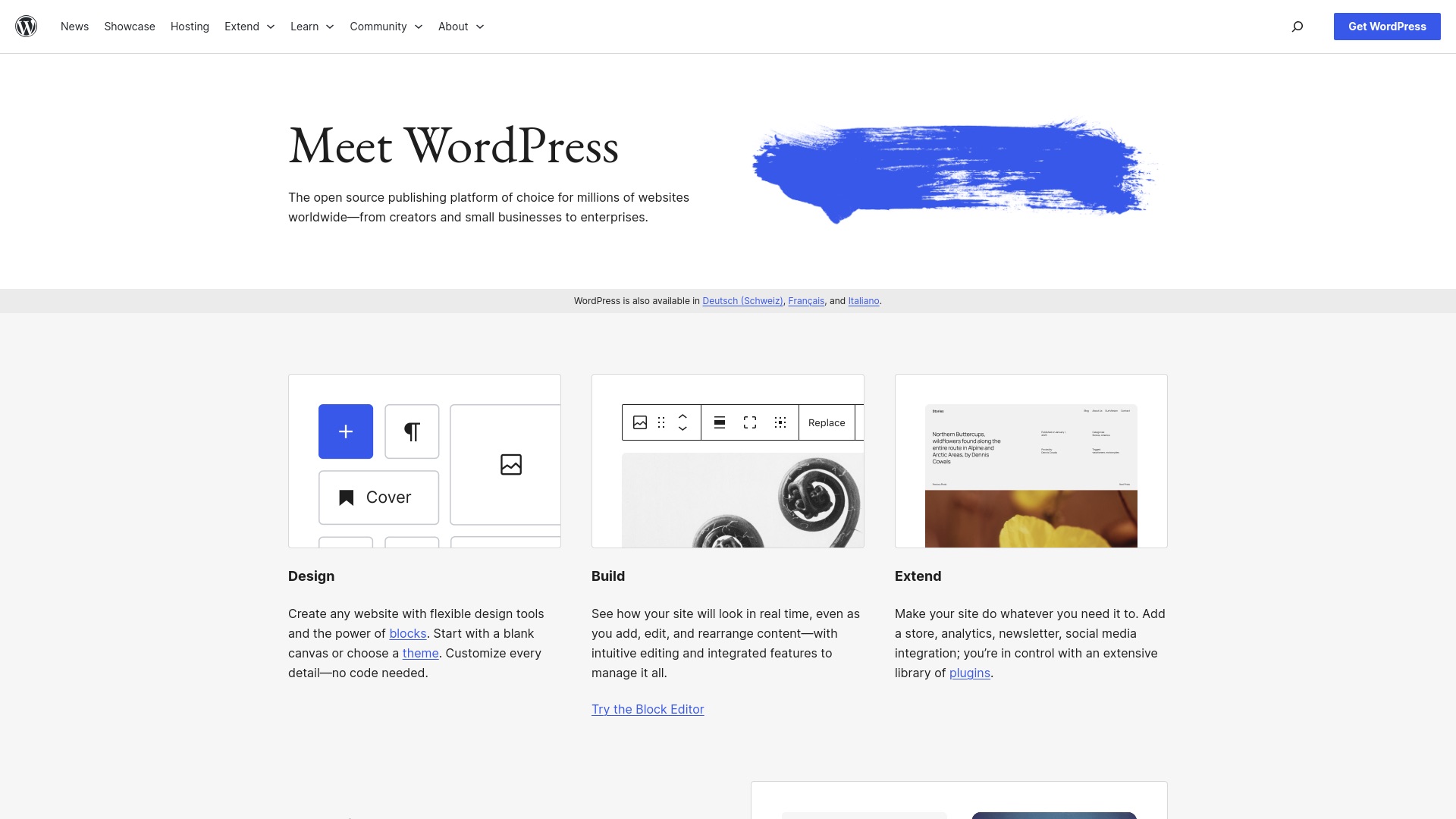 Screenshot of WordPress.org