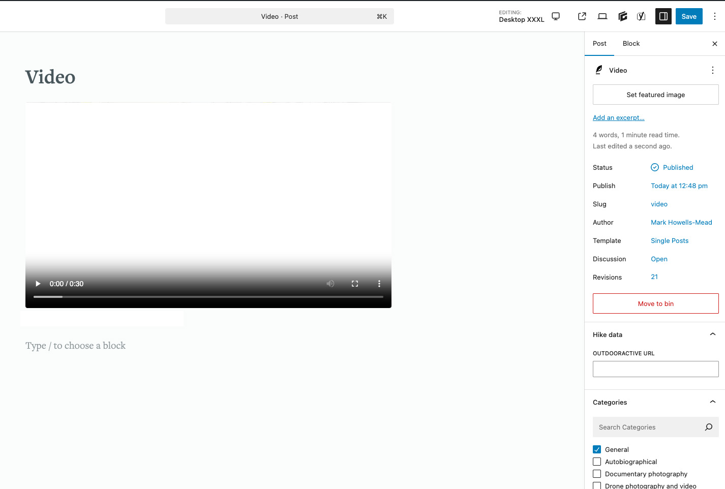 A video player with no standard preview image